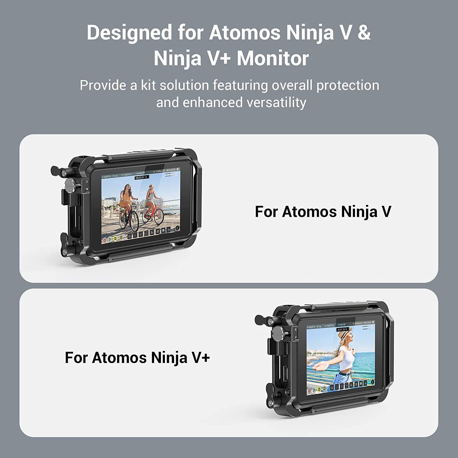SMALLRIG, SMALLRIG Cage Kit for Atomos NinjaÂ V/NinjaÂ V+, with NATO Rail, 1/4 -20 Screw, M3 Screw HDMI Cable Clamp, and Sunhood, Fully Protect Camera Monitor - 3788