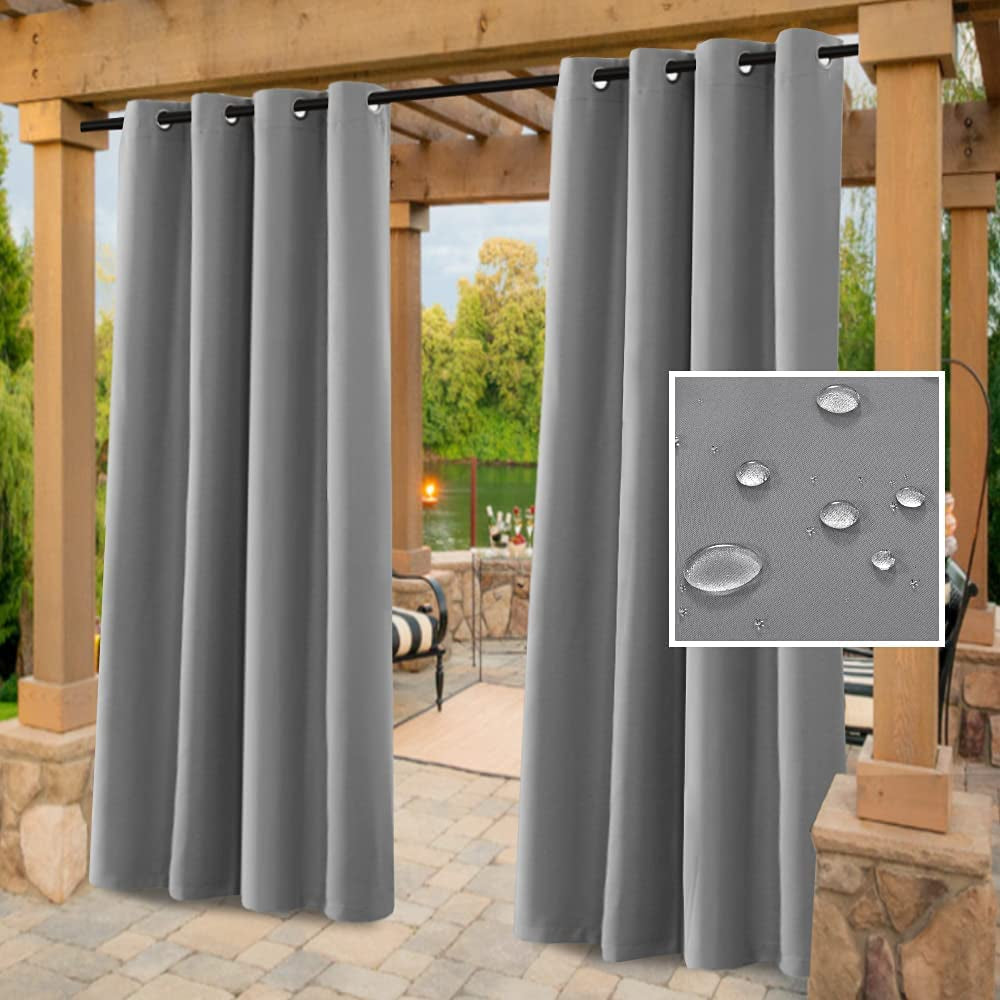 Smarcute, SMARCUTE Indoor Outdoor Curtains for Patio Waterproof Stainless Steel Silver Grommet Thermal Insulated Blackout Outdoor Drapes for Deck/Gazebo, Natural, 1 Panel, W132Cm X D241Cm