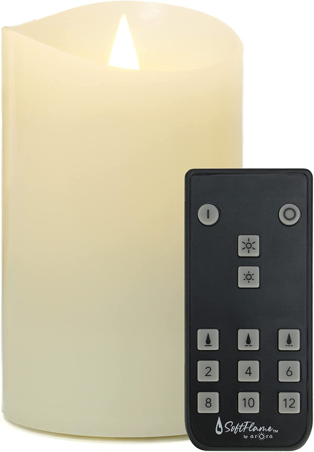 Softflame, Softflame Flameless Pillar LED Candle 3 X 5" | Ivory | Realistic Moving and Flickering Flame | Remote Control with 2/4/6/8/10/12 Hour Timer Included