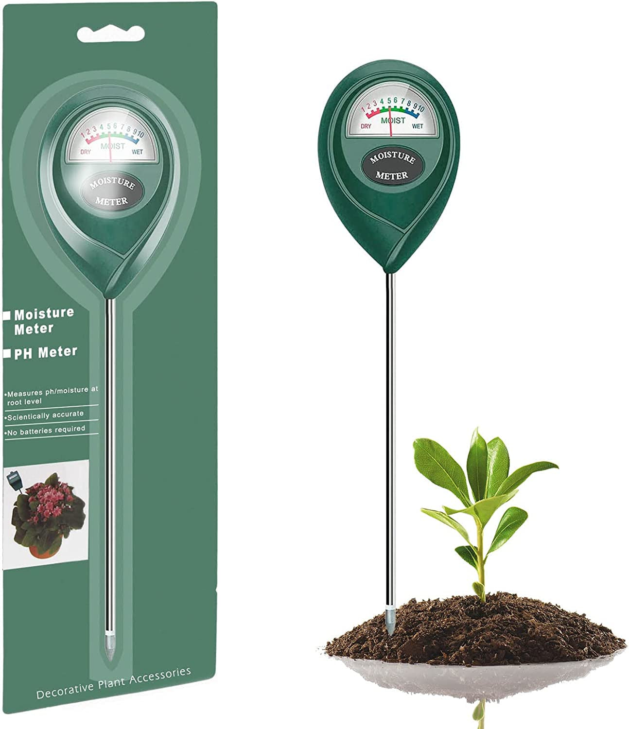 croch, Soil Moisture Meter Plant Soil Tester for Plant Care, Gardening, Farming, Indoor & Outdoor Use - No Battery Needed