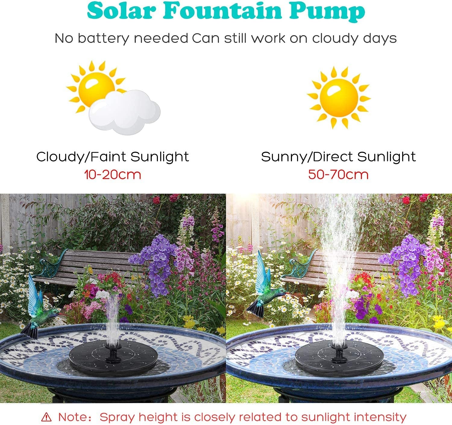 TGAHTMI, Solar Fountain 3.5W Bird Bath Fountain 7 Colors Leds Lights Upgraded Solar Powered Water Fountain Pump with 6 Nozzles for Outdoor, Pond, Pool, Fish Tank, Patio, Garden Decoration