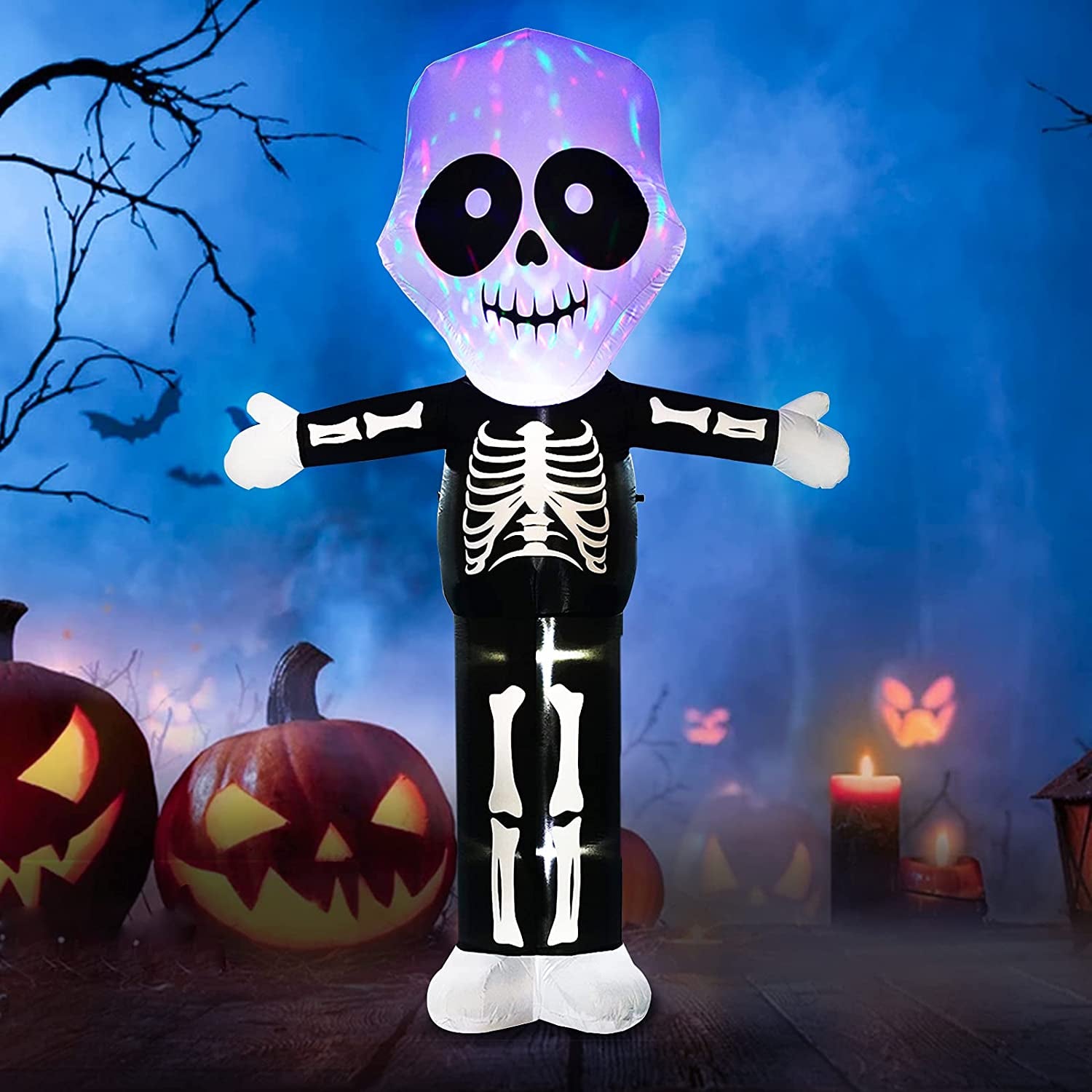 TOROKOM, TOROKOM 8 FT Halloween Inflatables Decoration Large Grim Reaper Skull Ghost Halloween Blow up Yard Decoration with LED Light Built-In for Home Party Garden Yard Lawn Indoor Outdoor Decor