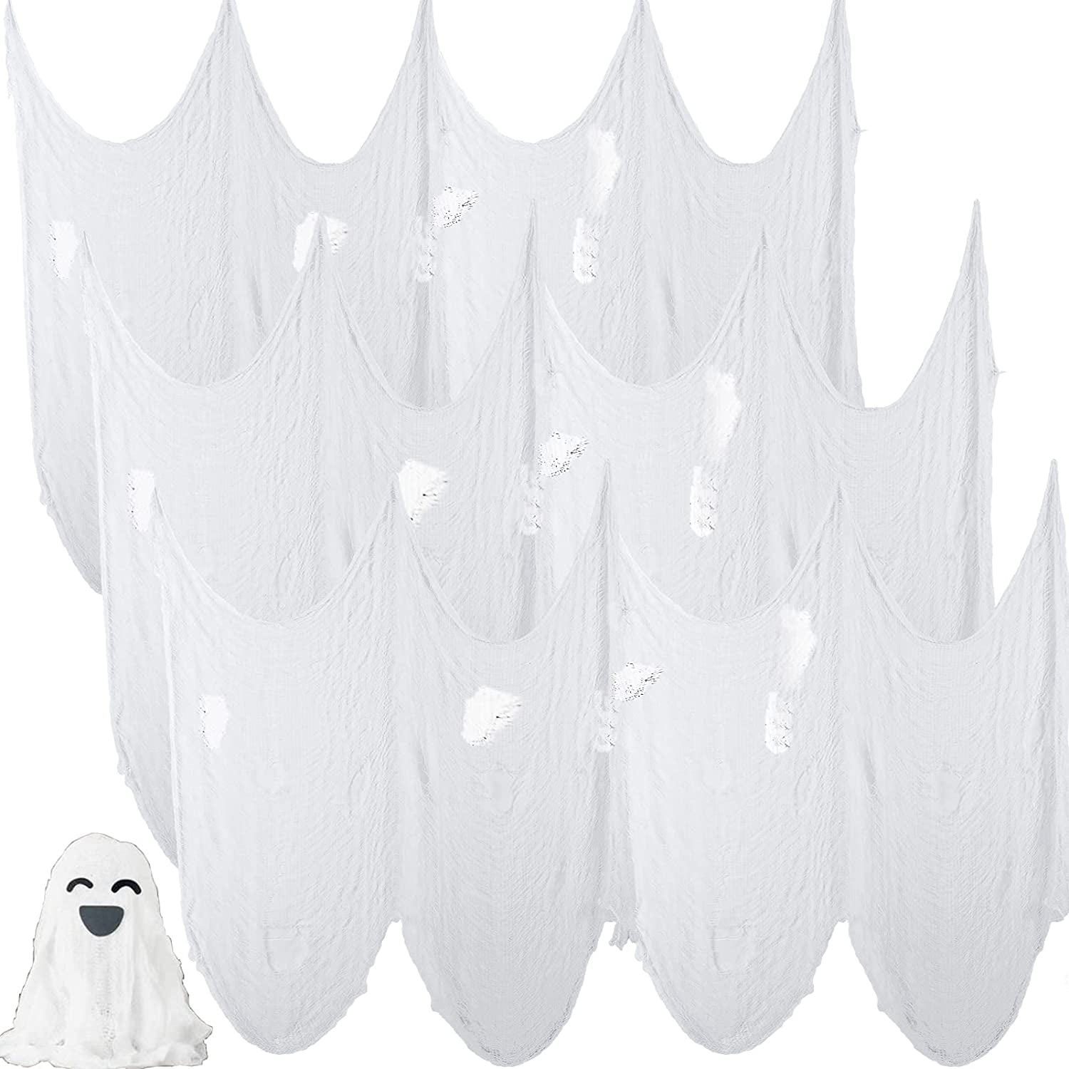 Tmflexe, Tmflexe 6 Pack Creepy Cloth 30 X 72 Inch, Spooky Halloween Polyester Decorations Scary Gauze Cloth Doorways Spooky Halloween Decorations Outdoor Yard Home Wall Decor（White）