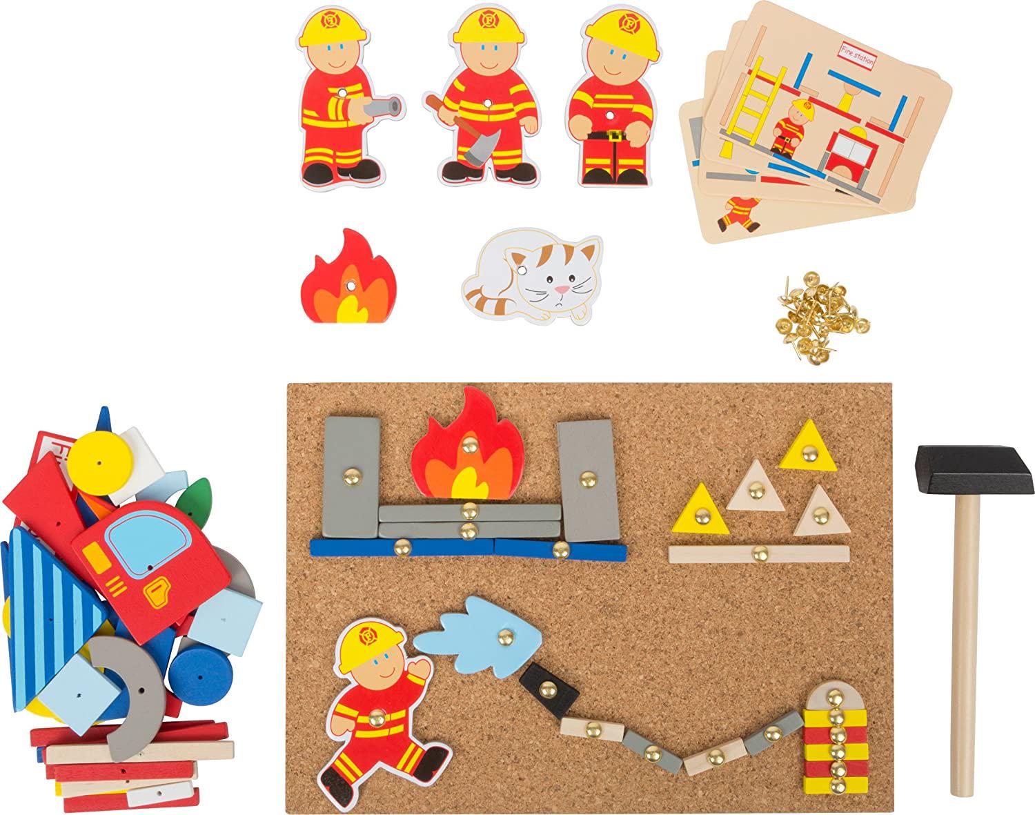 small foot wooden toys, small foot wooden toys Small Foot Wooden Toys Fireman Theme Hammer Arts and Crafts playset Designed for Children Ages 6+, Multi (10581)